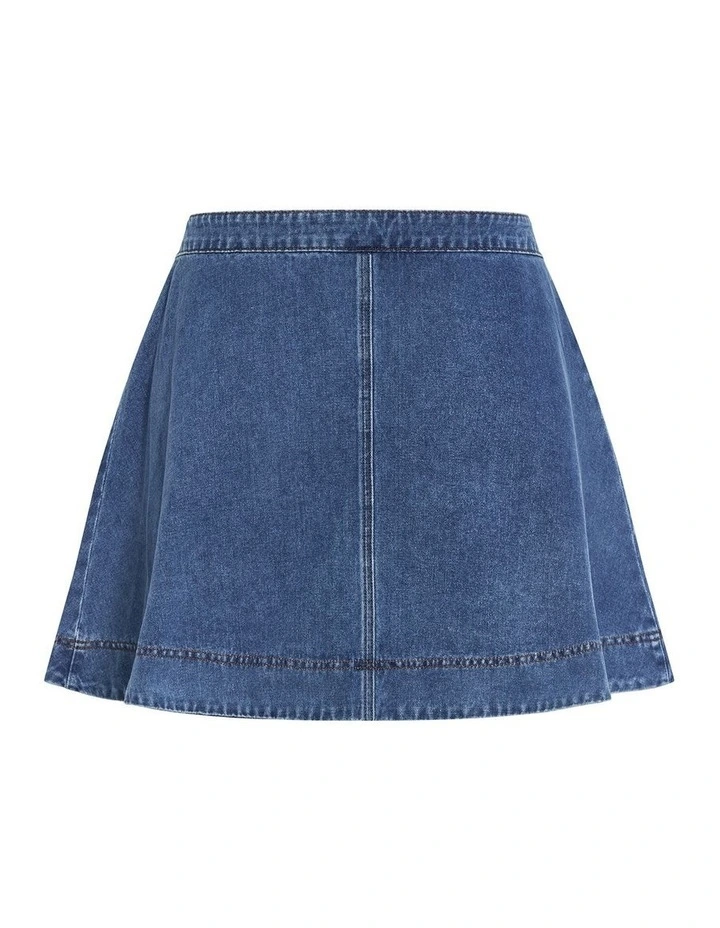 Denim Flare Skirt in Blue image 4