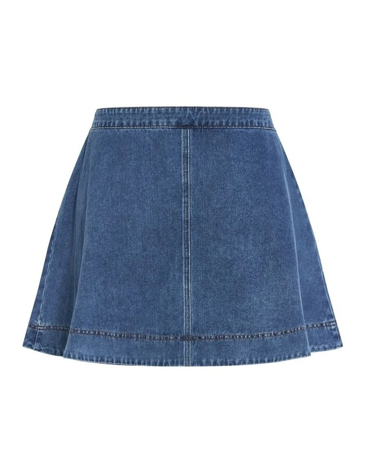 Denim Flare Skirt in Blue image 6