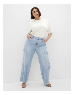 Plus Size JEAN IONA CARGO - Light Denim