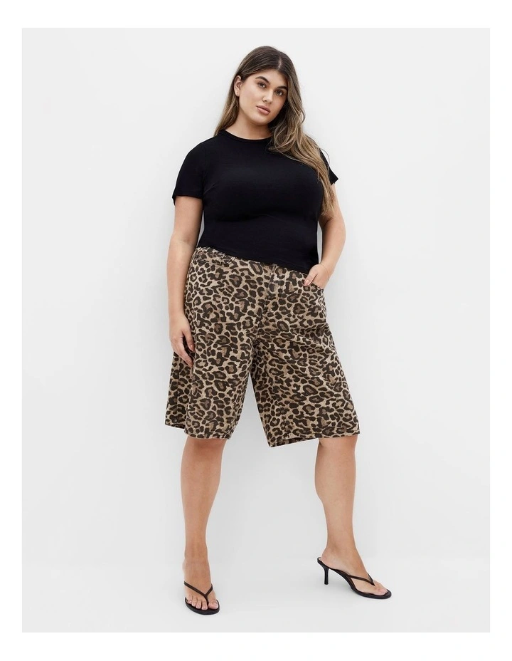 Leah Print Jort in Brown image 1