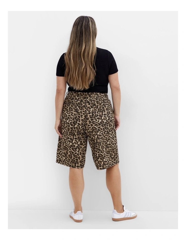 Leah Print Jort in Brown image 2