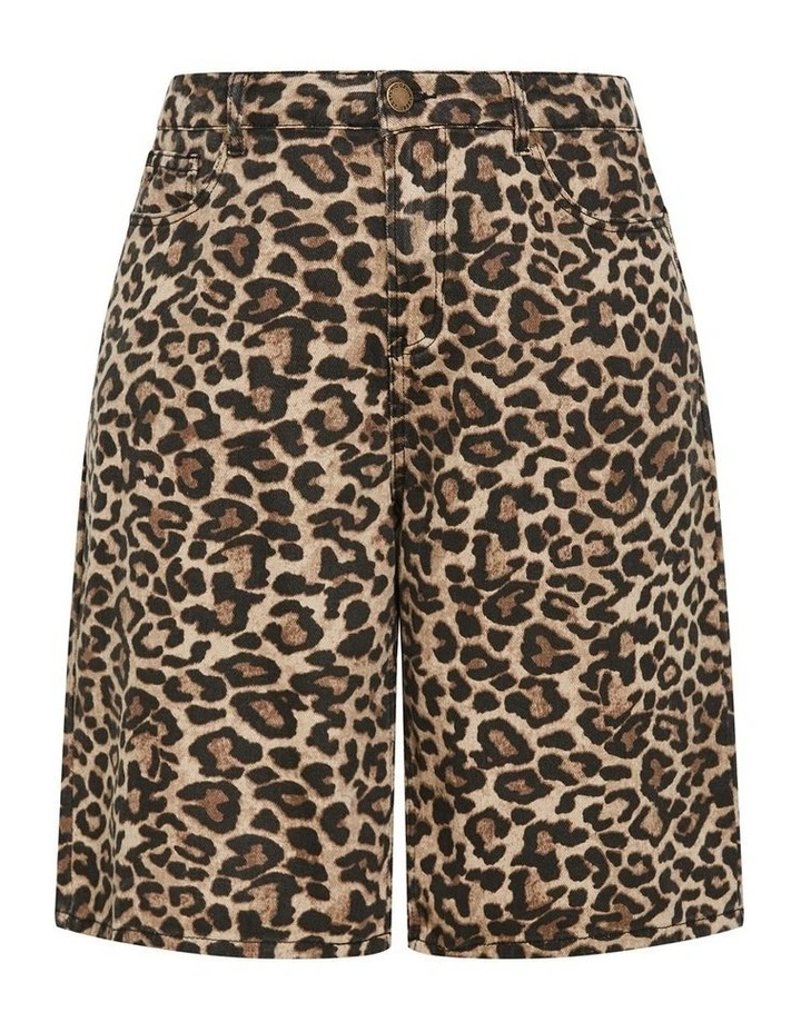 Leah Print Jort in Brown image 3