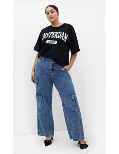 JEAN H CARGO DETAIL - Mid Denim