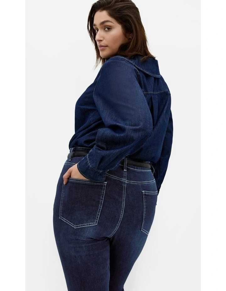 Asha Fit 90's Skinny Jeans in Denim image 3