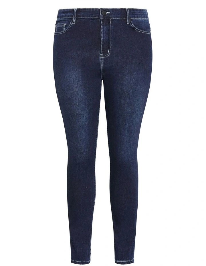 Asha Fit 90's Skinny Jeans in Denim image 6