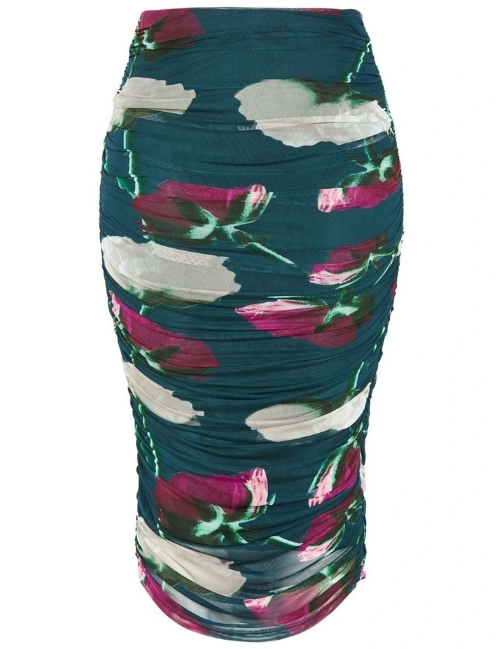 Livia Print Skirt in Green image 4