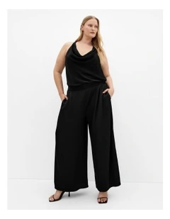Pant Satin Palazzo in Black