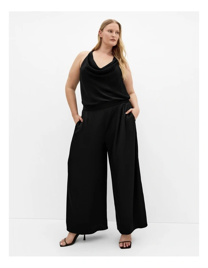 Pant Satin Palazzo in Black image 1