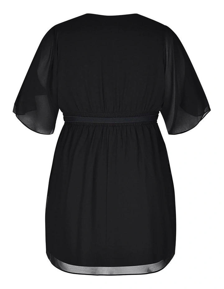 Draped Faux Wrap Dress in Black image 4