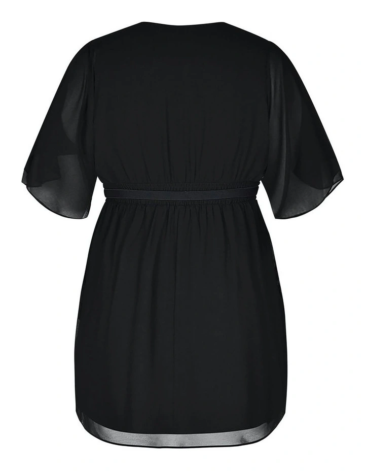 Draped Faux Wrap Dress in Black image 5
