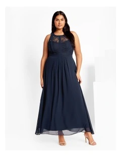 Panelled Bodice Maxi Dress in French Navy