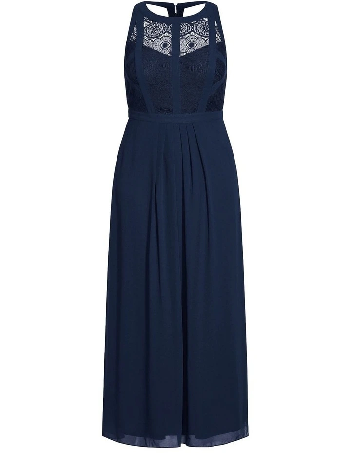 Panelled Bodice Maxi Dress in French Navy image 3