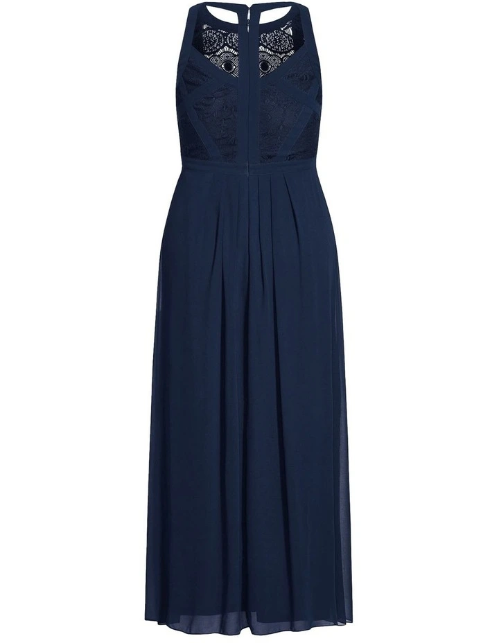 Panelled Bodice Maxi Dress in French Navy image 4