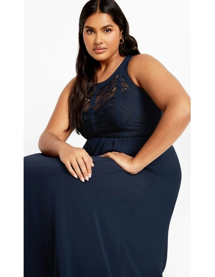 Panelled Bodice Maxi Dress in French Navy image 6