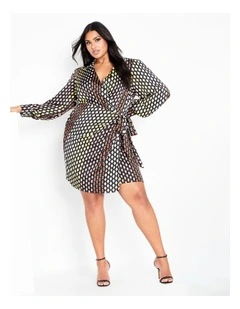 Genevieve Print Mini Dress in Black