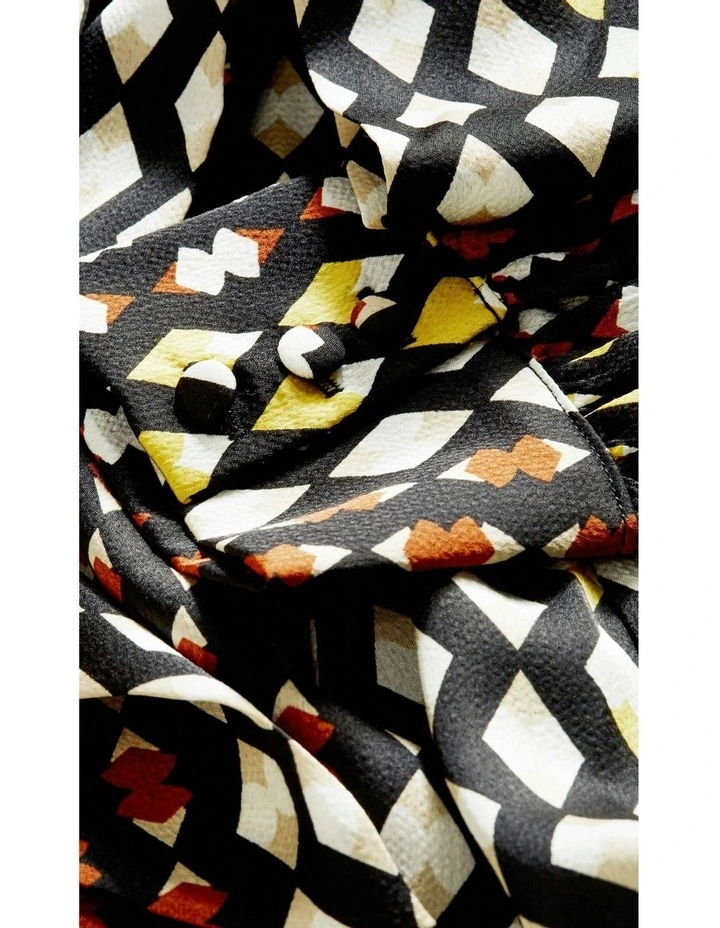 Genevieve Print Mini Dress in Black image 7