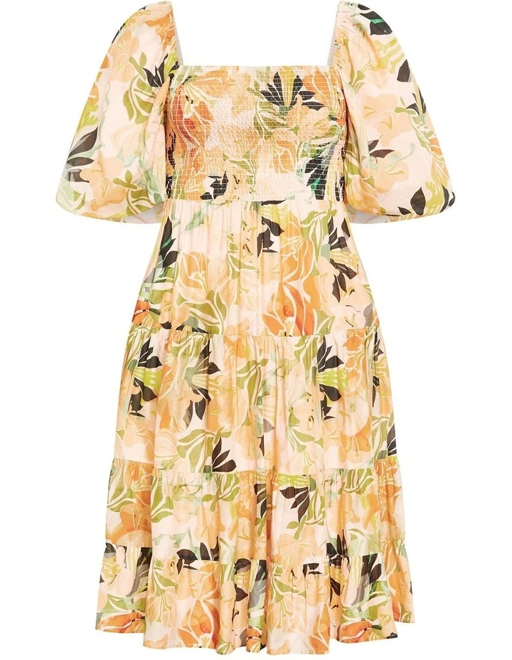 Ariella Print Dress in Yellow image 3