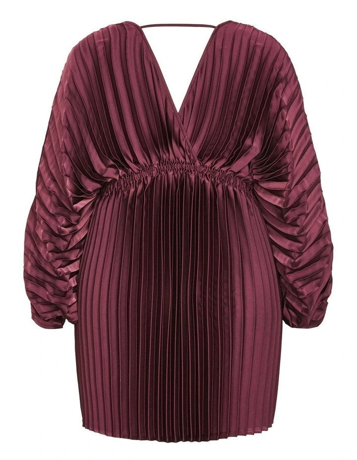 Chloe Pleat Dress in Red Burgundy image 6