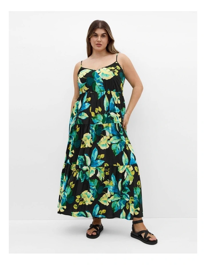 Oasis Print Maxi Dress in Black image 1