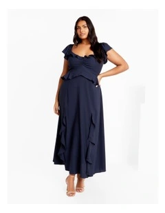 Fee Frill Maxi Dress in Blue