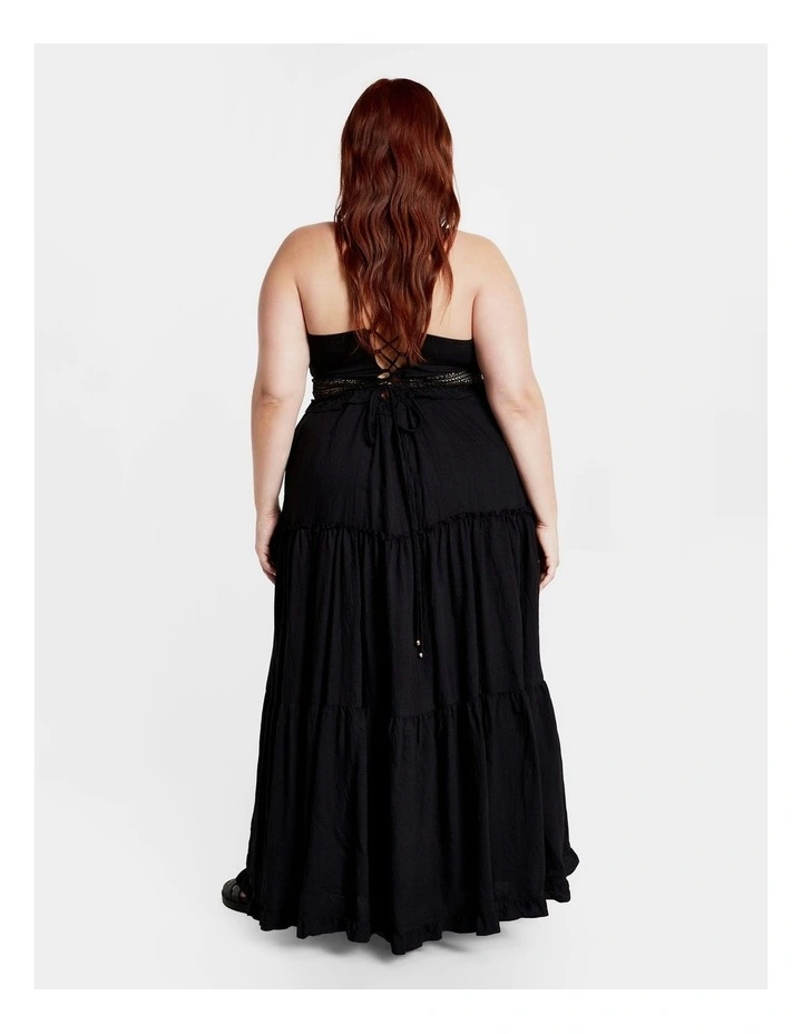 Aura Crochet Tier Maxi Dress in Black image 2