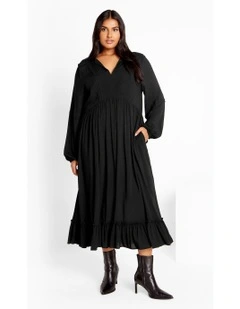 Alena Ruffle Maxi Dress in Black