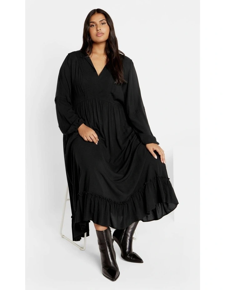 Alena Ruffle Maxi Dress in Black image 5