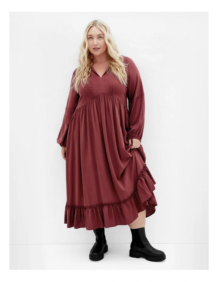 Alena Midi Dress in Bordeaux image 1