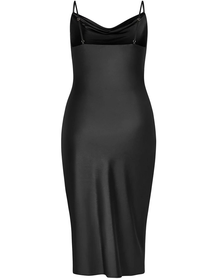 Adelina Cowl Neck Midi Dress in Black image 4