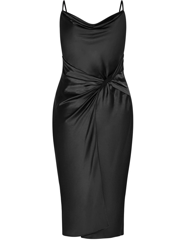 Adelina Cowl Neck Midi Dress in Black image 5