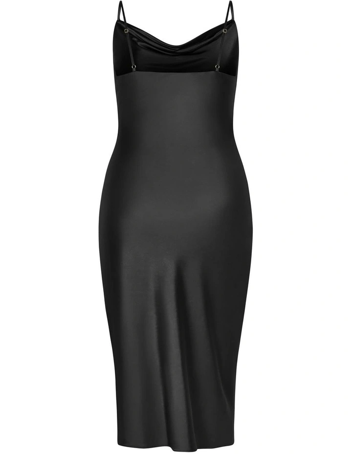 Adelina Cowl Neck Midi Dress in Black image 6