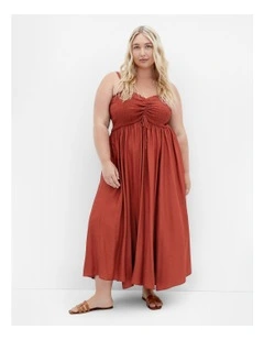 Maui Shirred Maxi Dress in Ginger