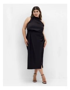 Limelight Halter Midi Dress in Black