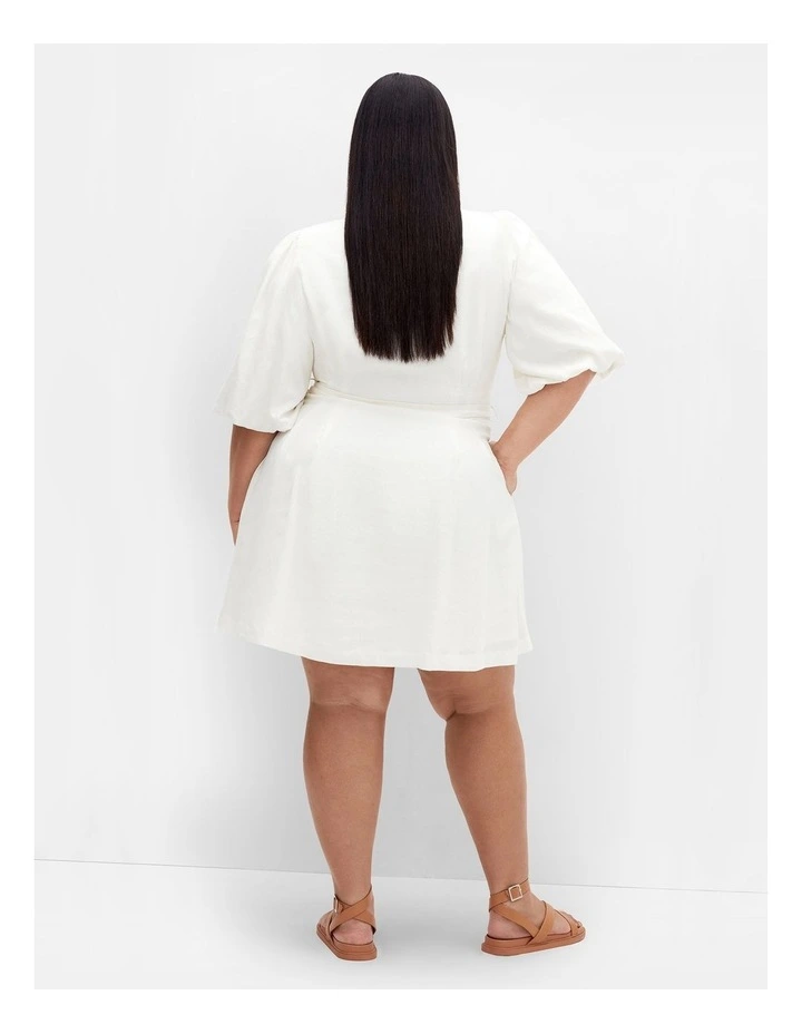 Lori Lined Linen Short Dress in Ivory image 2
