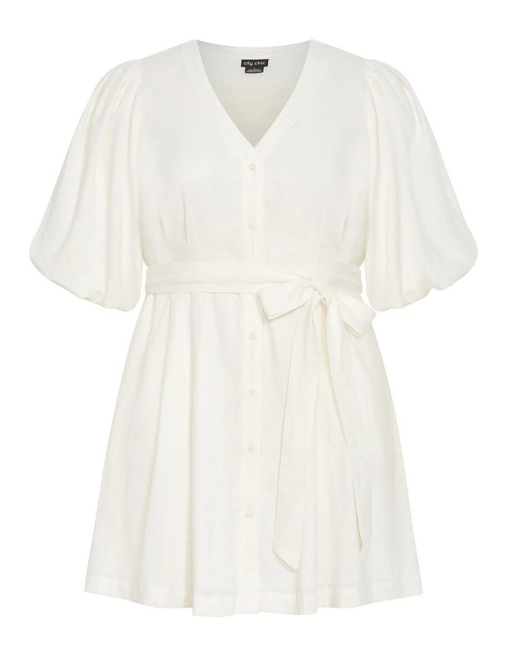 Lori Lined Linen Short Dress in Ivory image 3