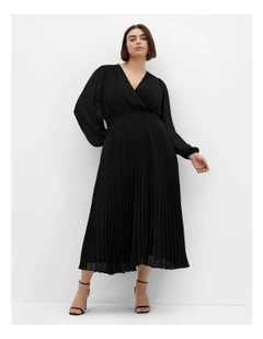 Finley Sheer Pleat Dress in Black