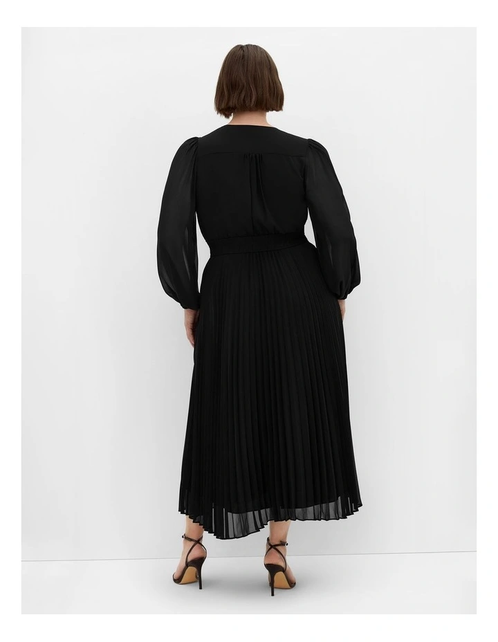Finley Sheer Pleat Dress in Black image 2