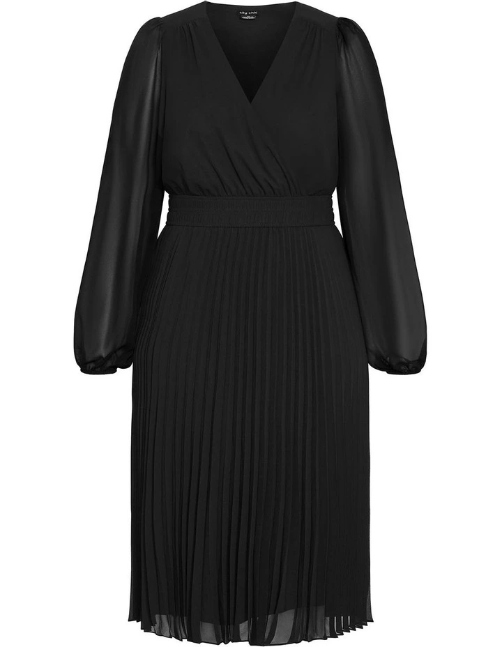 Finley Sheer Pleat Dress in Black image 3