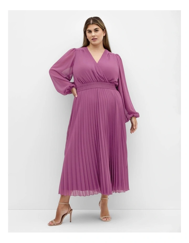 Finley Sheer Pleat Dress in Orchid image 1