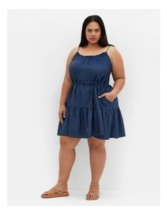 Sweet Tiers Mini Dress in Dark Denim