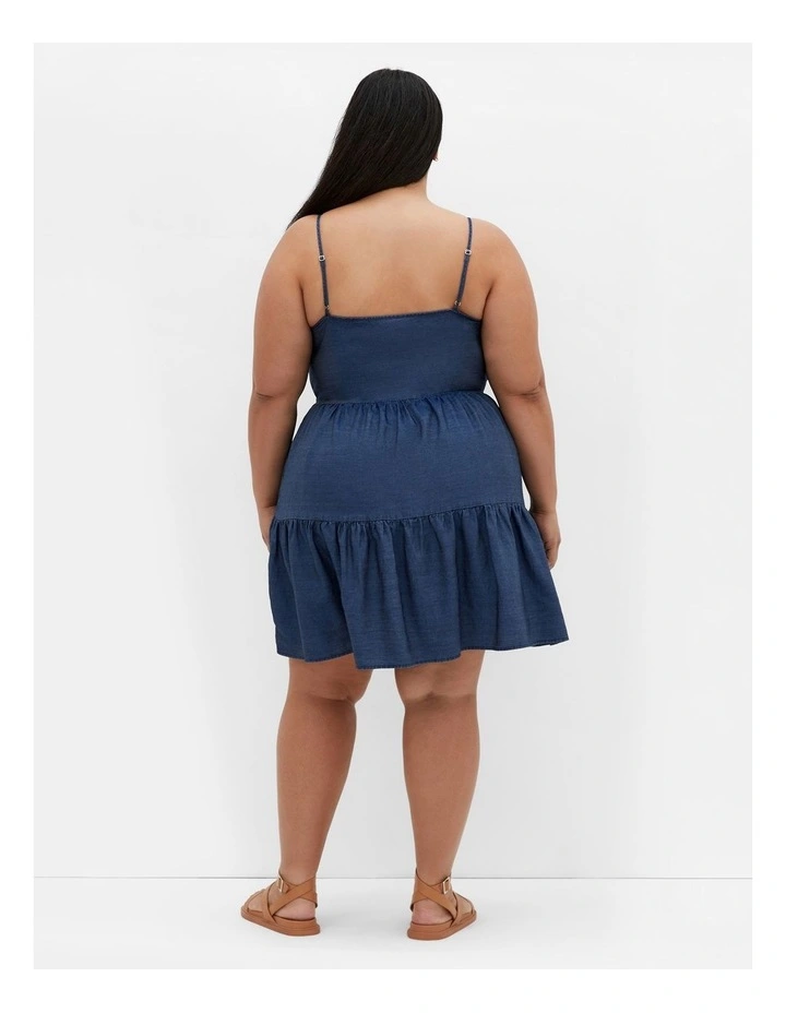 Sweet Tiers Mini Dress in Dark Denim image 2