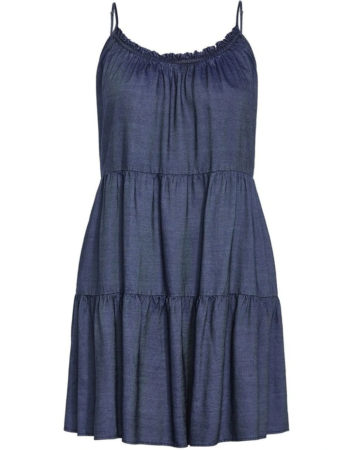Sweet Tiers Mini Dress in Dark Denim image 3