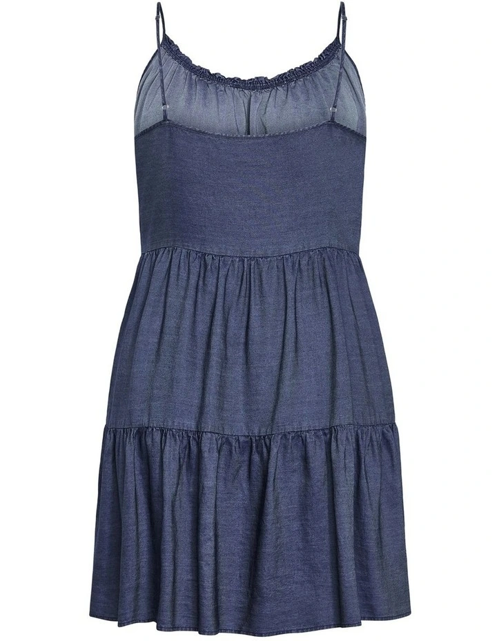Sweet Tiers Mini Dress in Dark Denim image 4