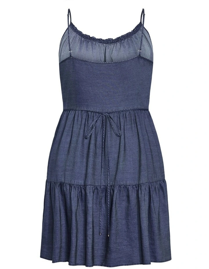 Sweet Tiers Mini Dress in Dark Denim image 6