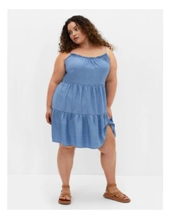 Sweet Tiers Mini Dress in Light Denim