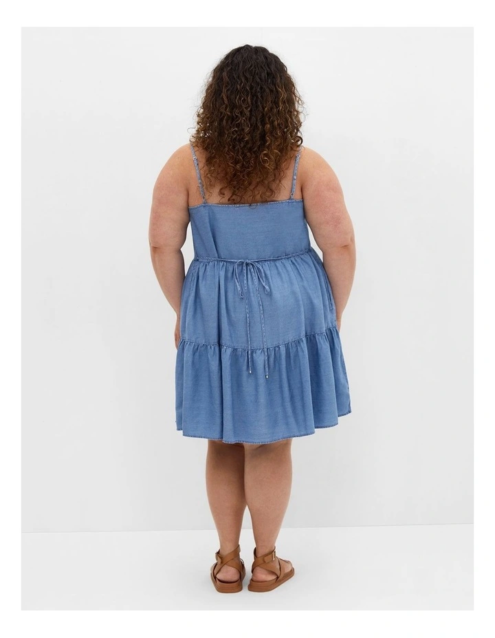 Sweet Tiers Mini Dress in Light Denim image 2