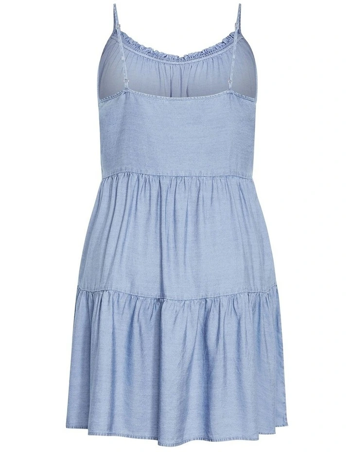 Sweet Tiers Mini Dress in Light Denim image 4