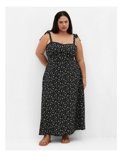 Penny Print Midi Dress in Black Print