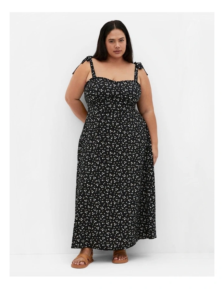 Penny Print Midi Dress in Black Print image 1