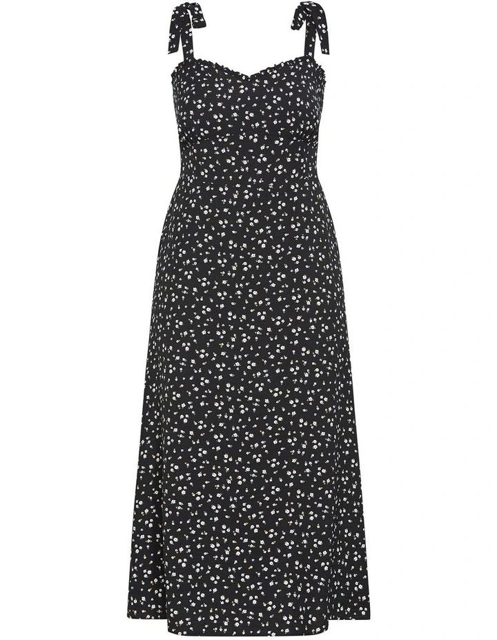 Penny Print Midi Dress in Black Print image 3